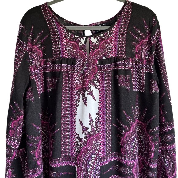Minkpink X Urban Outfitters Long Sleeve Boho Tunic Dress L Pink Black - Picture 2 of 7